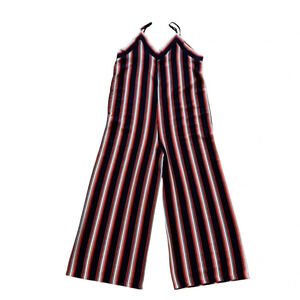 Eyeshadow Striped Jumpsuit Sleeveless Spaghetti Strap V-neck  Cropped S NWT